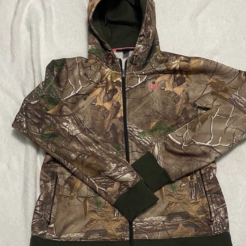 Under Armour Realtree Camouflage Hooded Jacket with Pink Logo